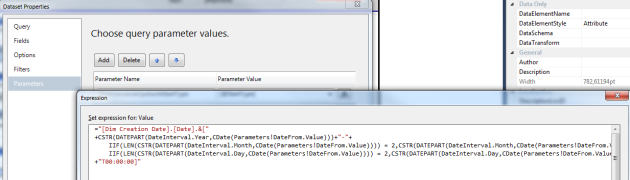 SSRS datetime input parameter instead of text for mdx - dataset properties